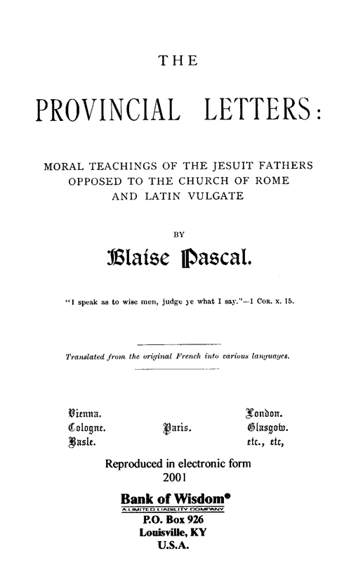 (image for) The Provincial Letters